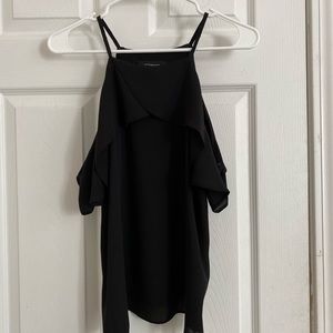 Black Flowy Cold Shoulder Tank Top